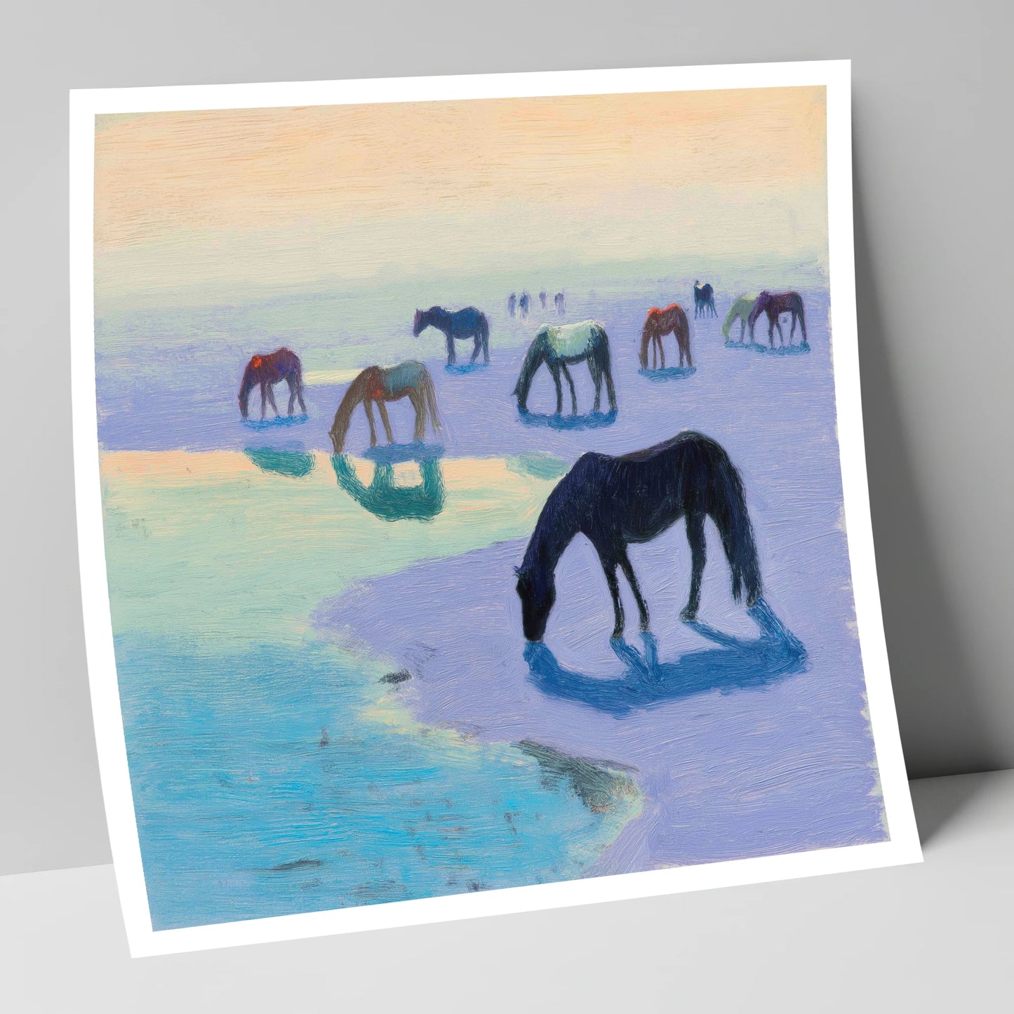 Lavender Tide Grazers wild horses art print