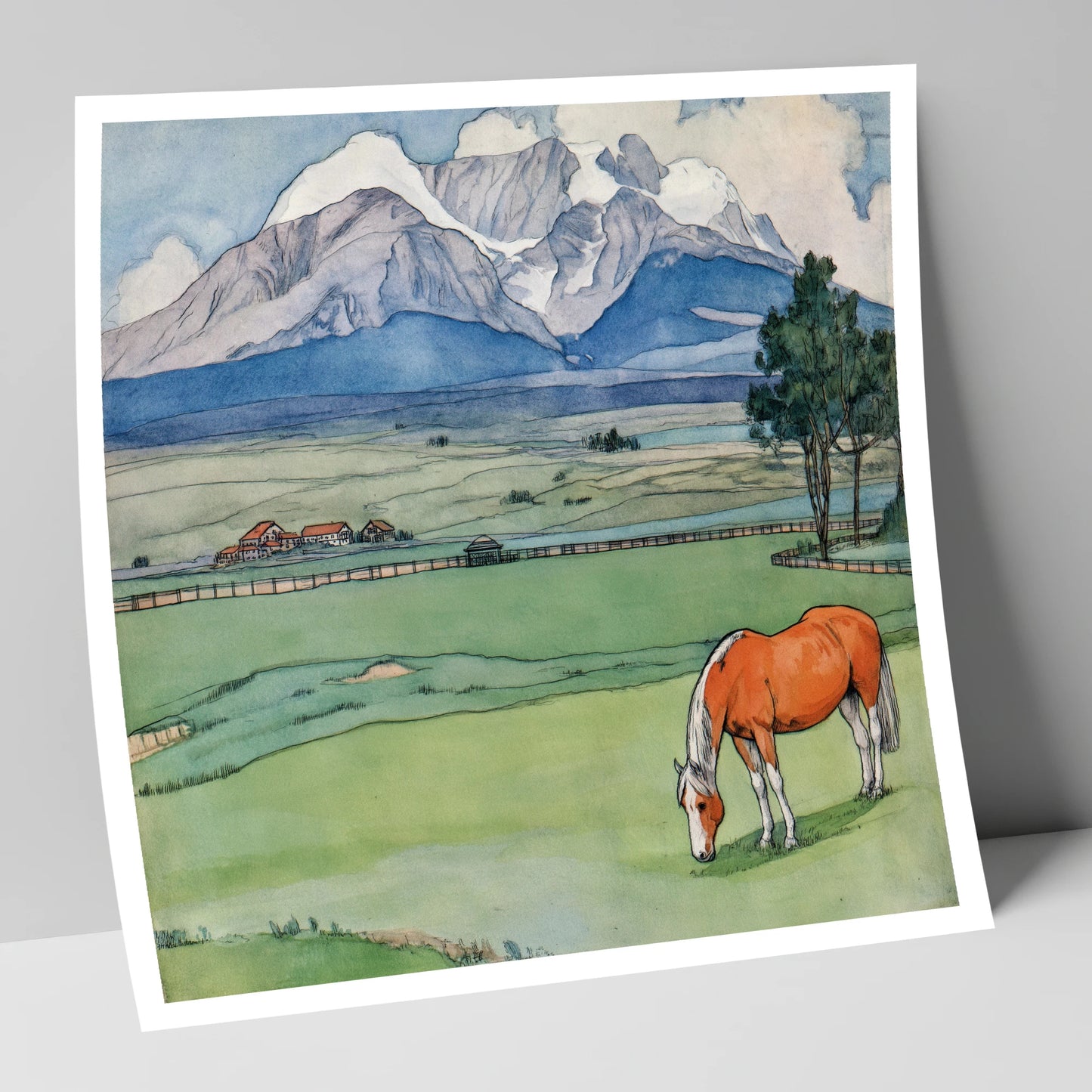 Alpine Pastures horse landscape art print