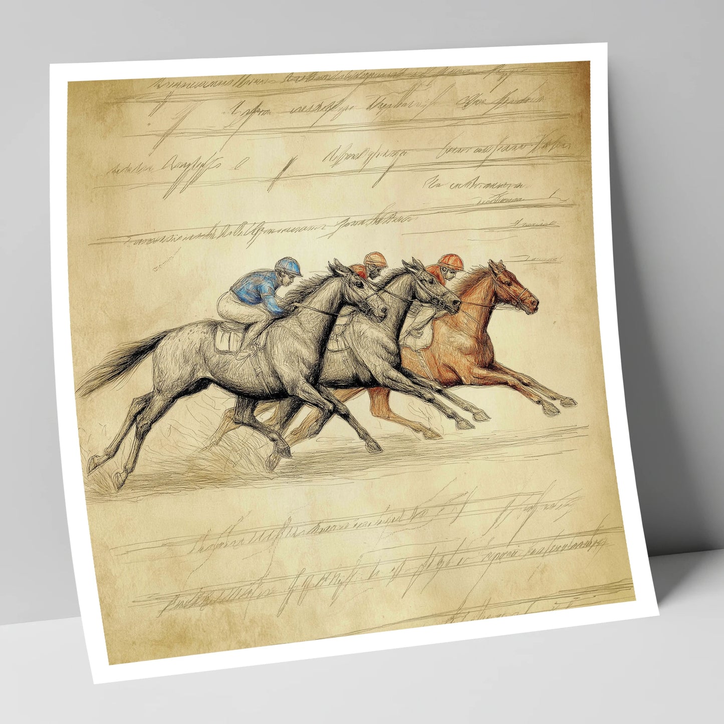 Vintage Thoroughbred Racing Study racing horse art print