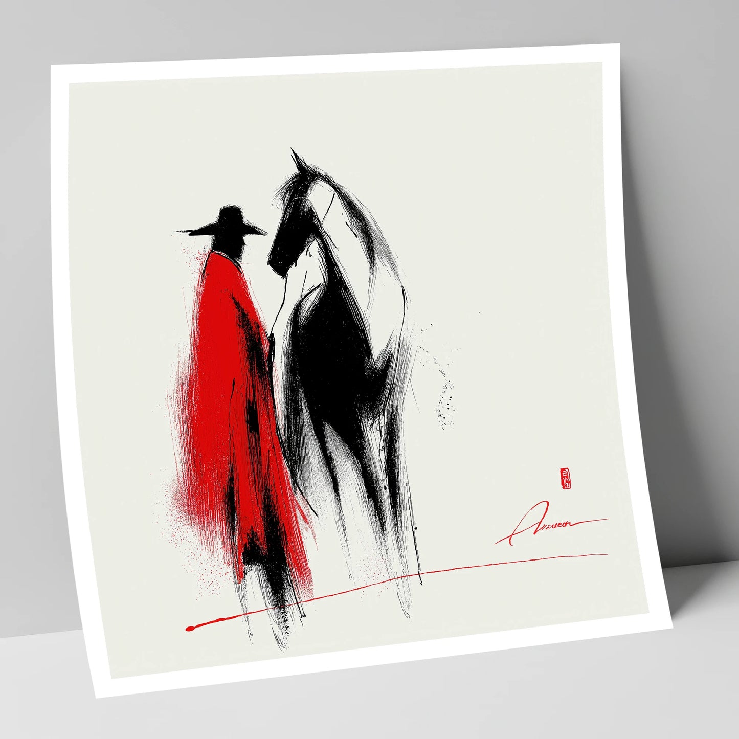 Crimson Western Silhouette western horse art print
