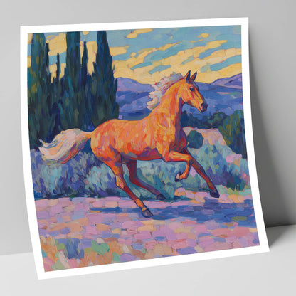 Vibrant Golden Canter horse breed art print