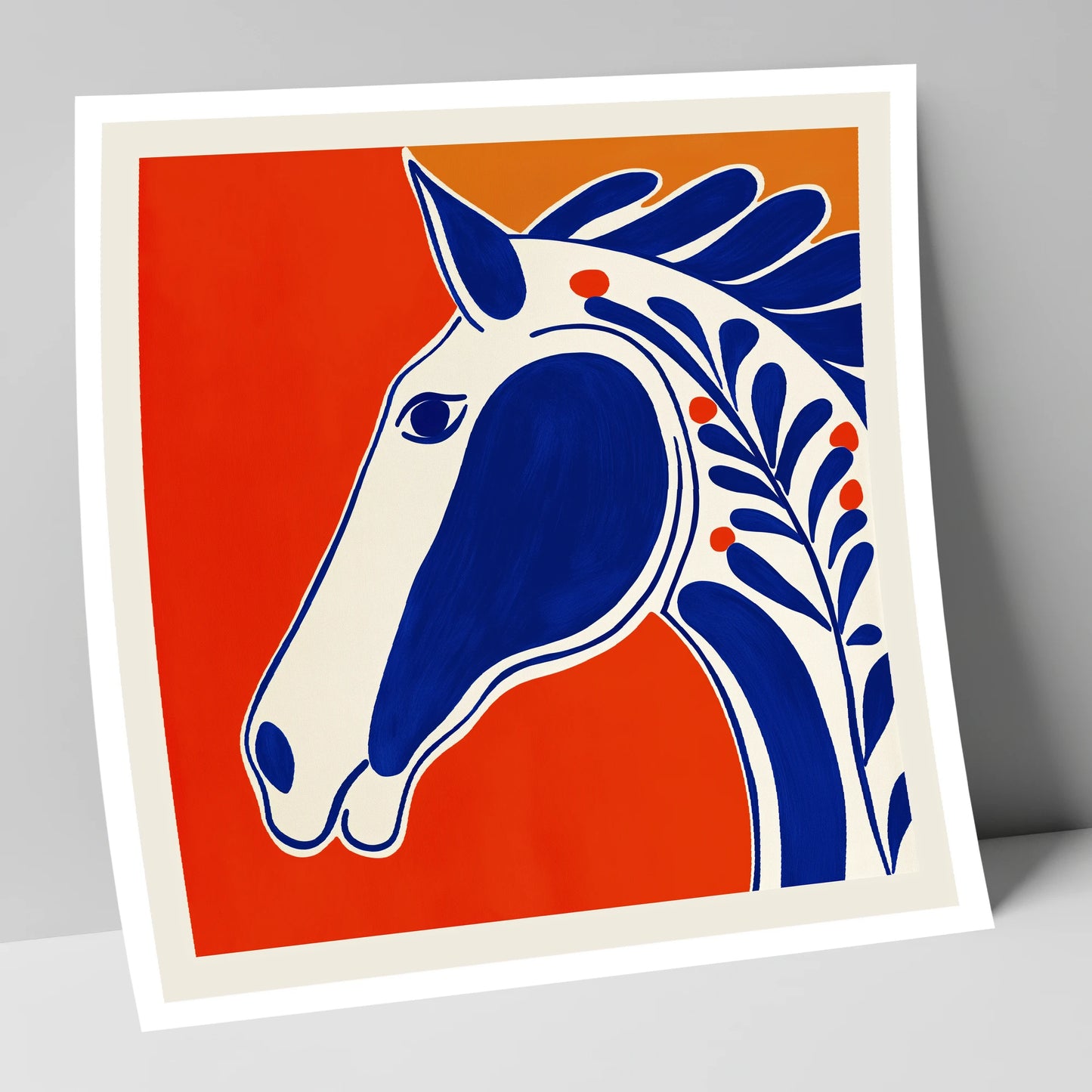 Bold Cobalt Equine Motif horse portrait art print