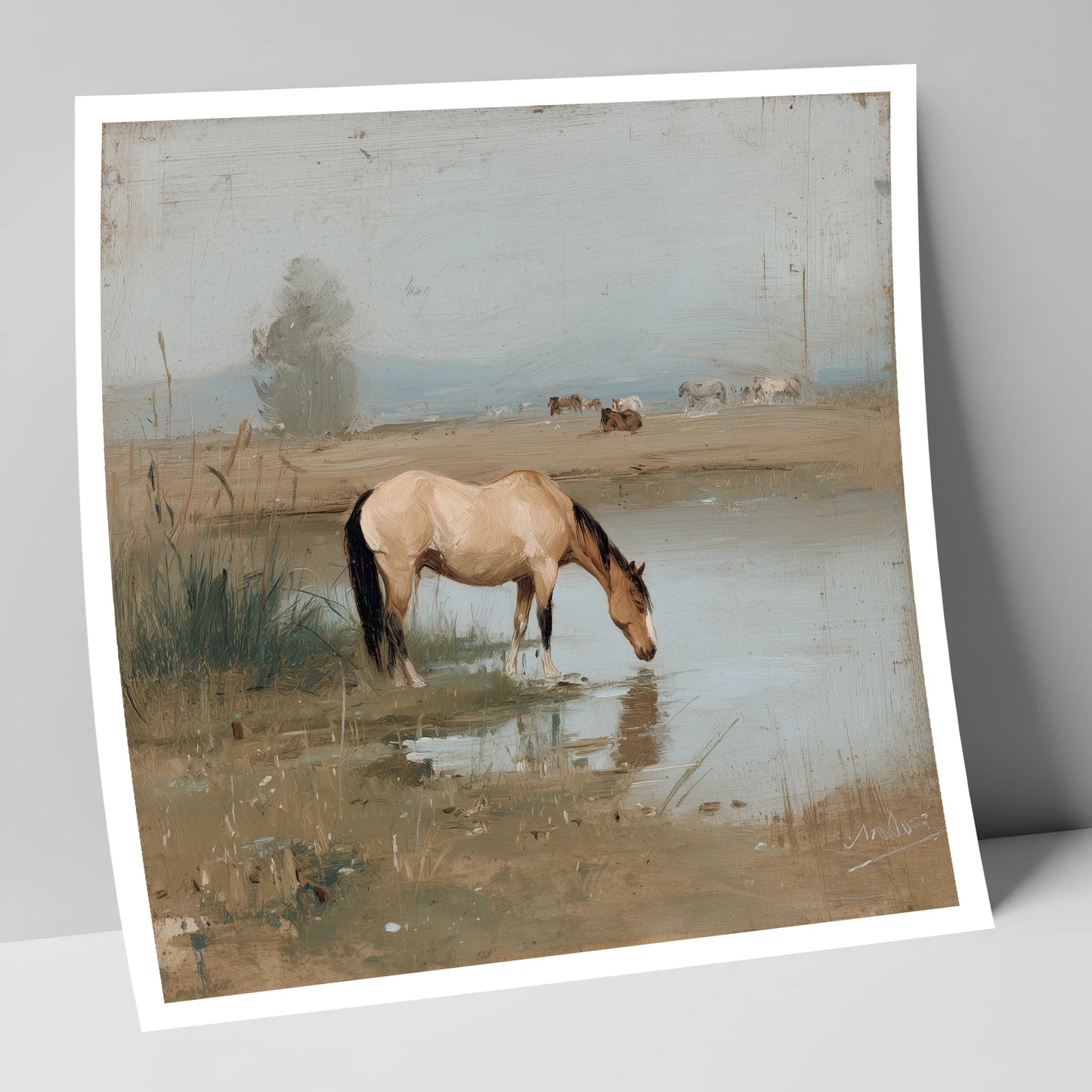 Buckskin by the Shallows horse landscape art print