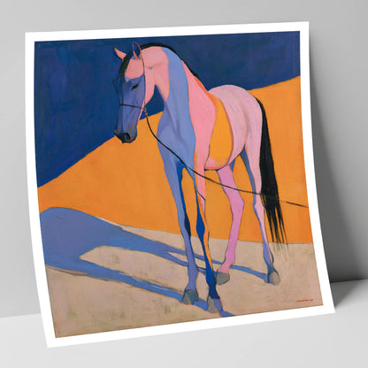 Pink and Blue Abstract Horse horse breed art print
