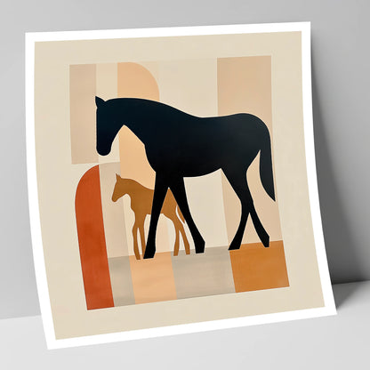 Mid-Century Maternal Bond mare & foal art print