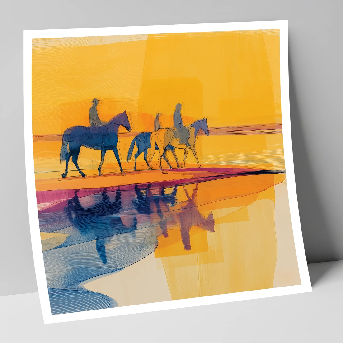 Golden Horizon Hack horse landscape art print
