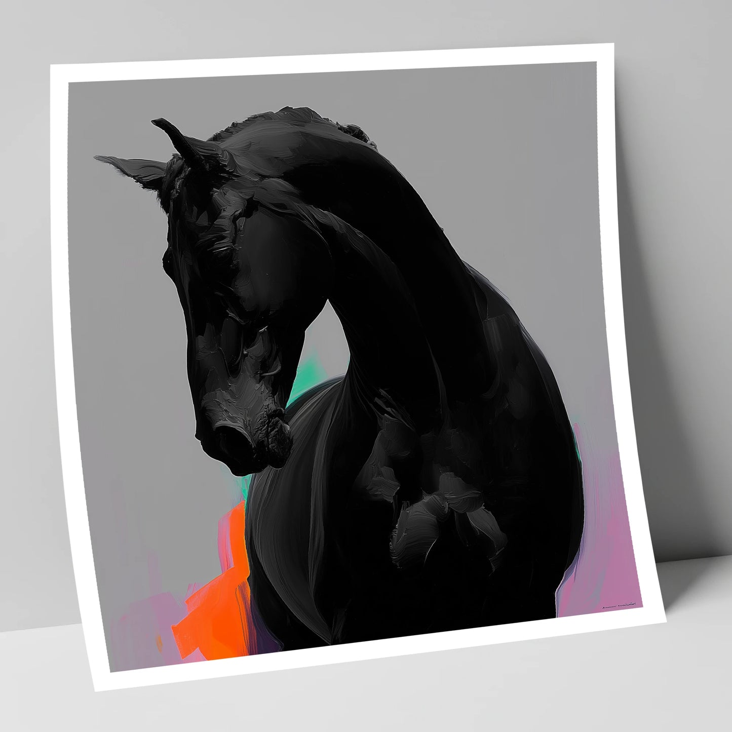 Sculpted Obsidian horse breed art print