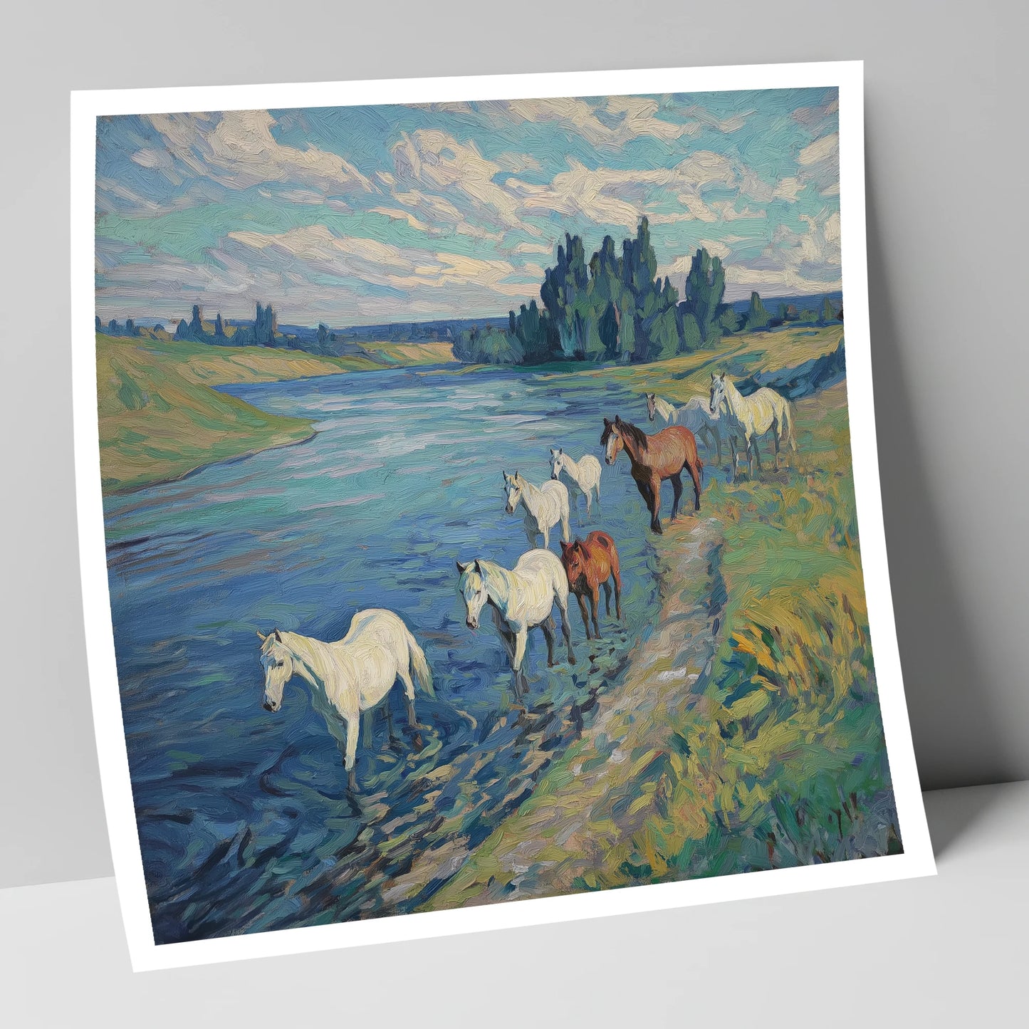 Riverside Herd wild horses art print