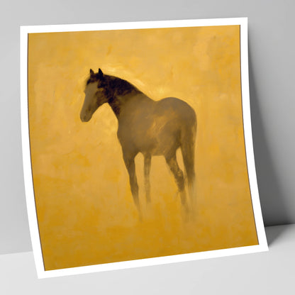 Golden Equine Silhouette horse portrait art print