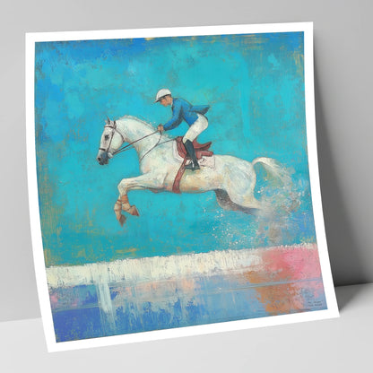 Flight in Turquoise show jumping horse art print