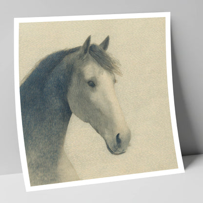 Vintage Slate Equine Profile horse breed art print