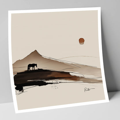Solitude Beneath the Peak horse landscape art print