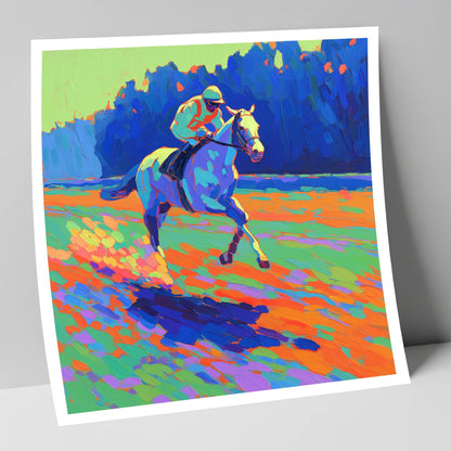 The Vibrant Gallop racing horse art print