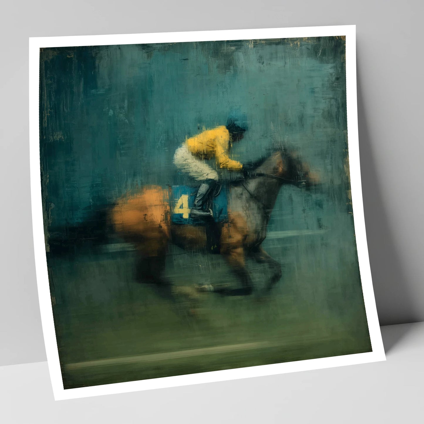 Velocity in Yellow racing horse art print