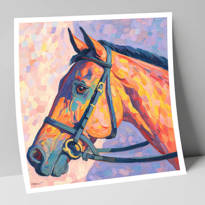 Vivid Equine Gaze racing horse art print