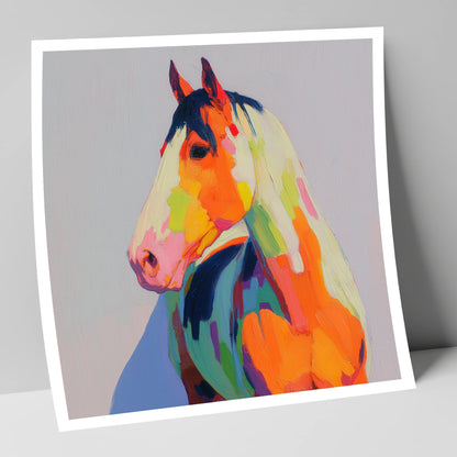 Technicolour Equine Profile horse breed art print