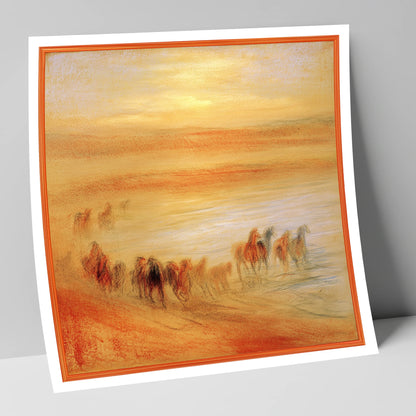 Terracotta Sunrise Herd horse landscape art print