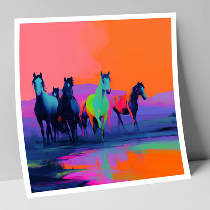 Electric Horizons wild horses art print