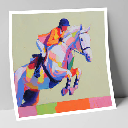 Technicolour Flight show jumping horse art print