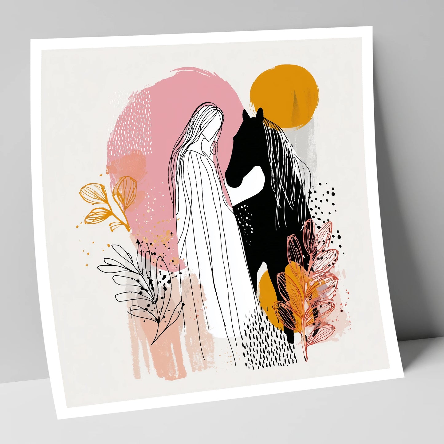 Abstract Equine Harmony horse & rider art print