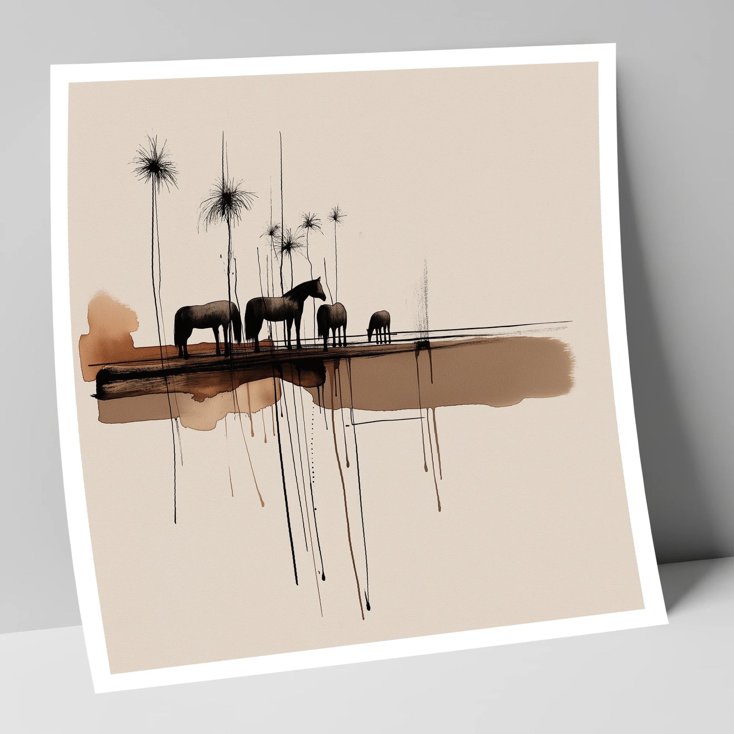 Silent Gathering at Dusk wild horses art print