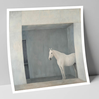 The Quiet Stall horse stable art print
