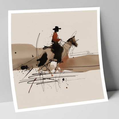 Western Trail Silhouette western horse art print