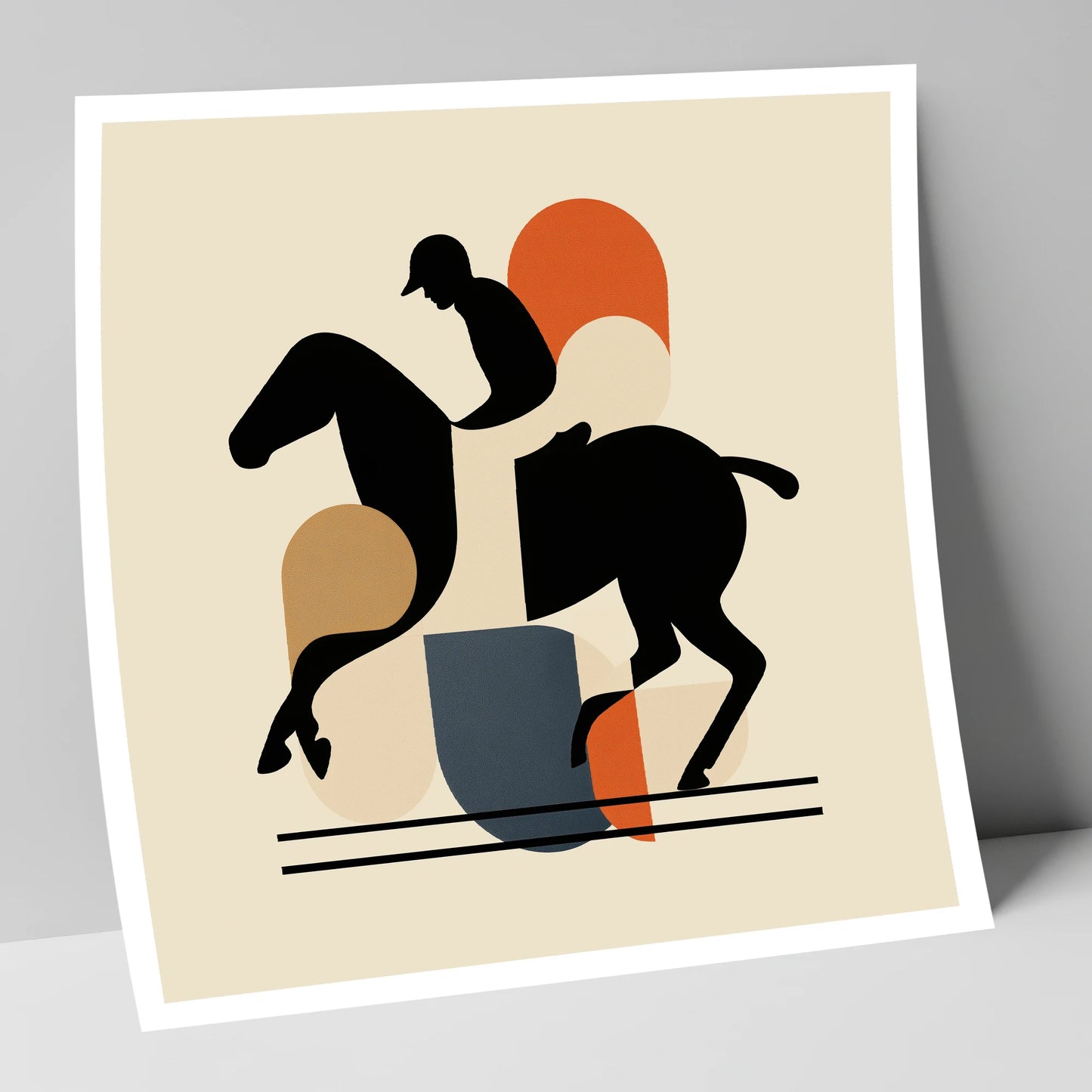 Retro Polo Silhouette polo horse art print