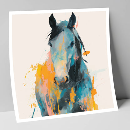 Teal and Amber Gaze horse portrait art print