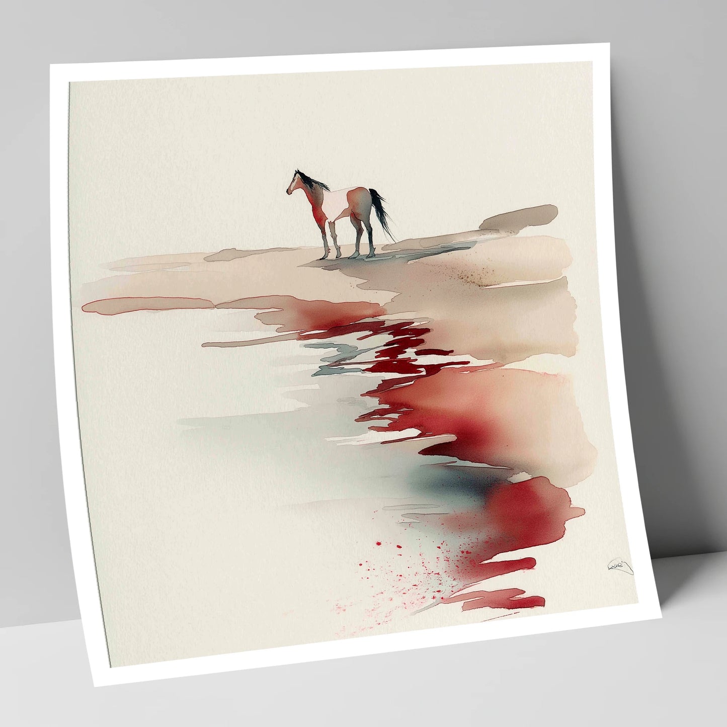Crimson Horizon horse landscape art print