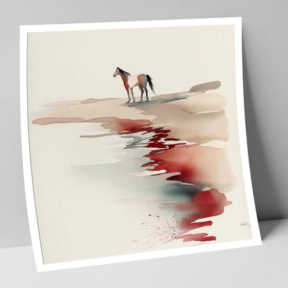 Crimson Horizon horse landscape art print