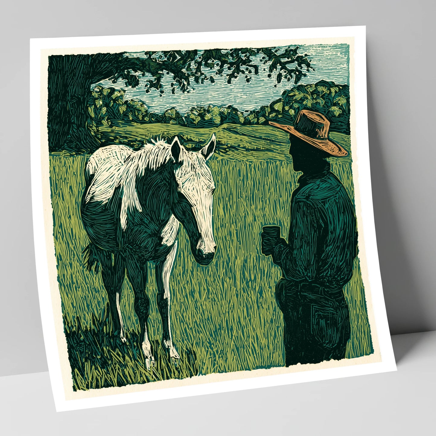 Morning Field Companion horse & rider art print
