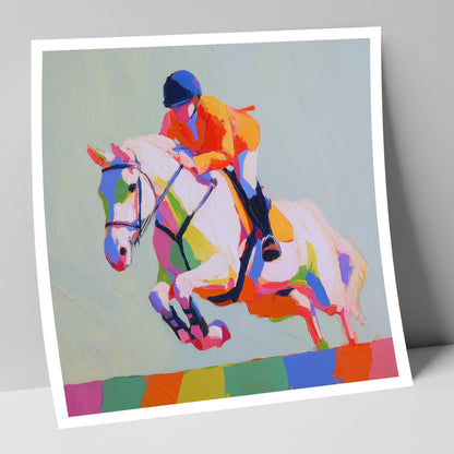 Technicolour Flight show jumping horse art print