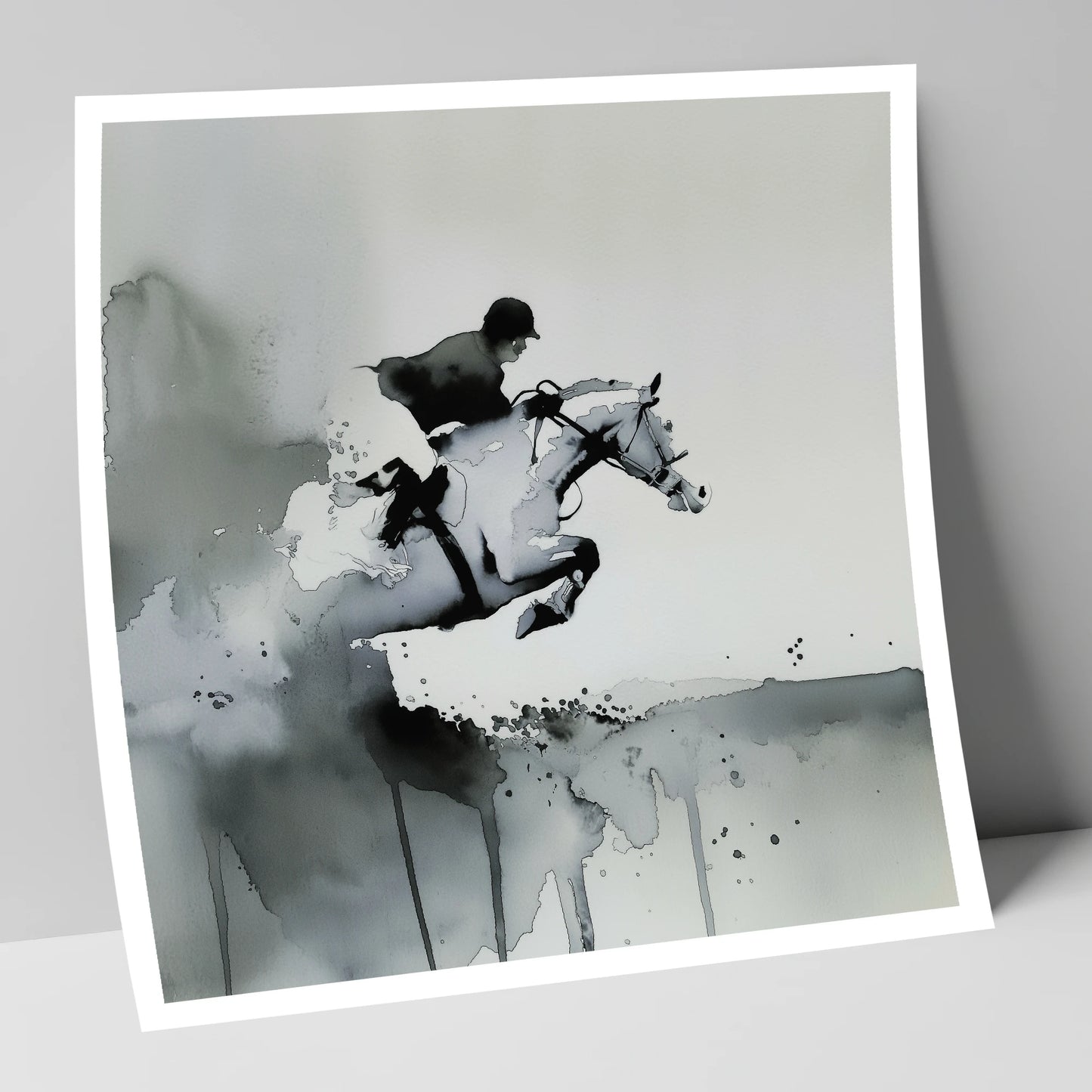 Airborne Shadows show jumping horse art print