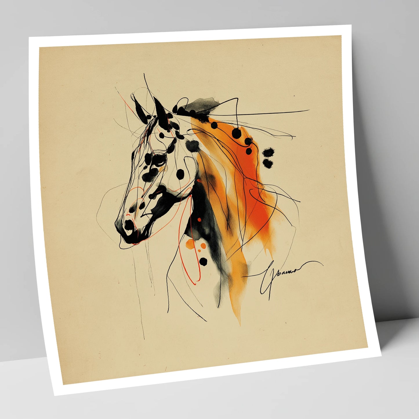 Abstract Amber Spirit horse breed art print