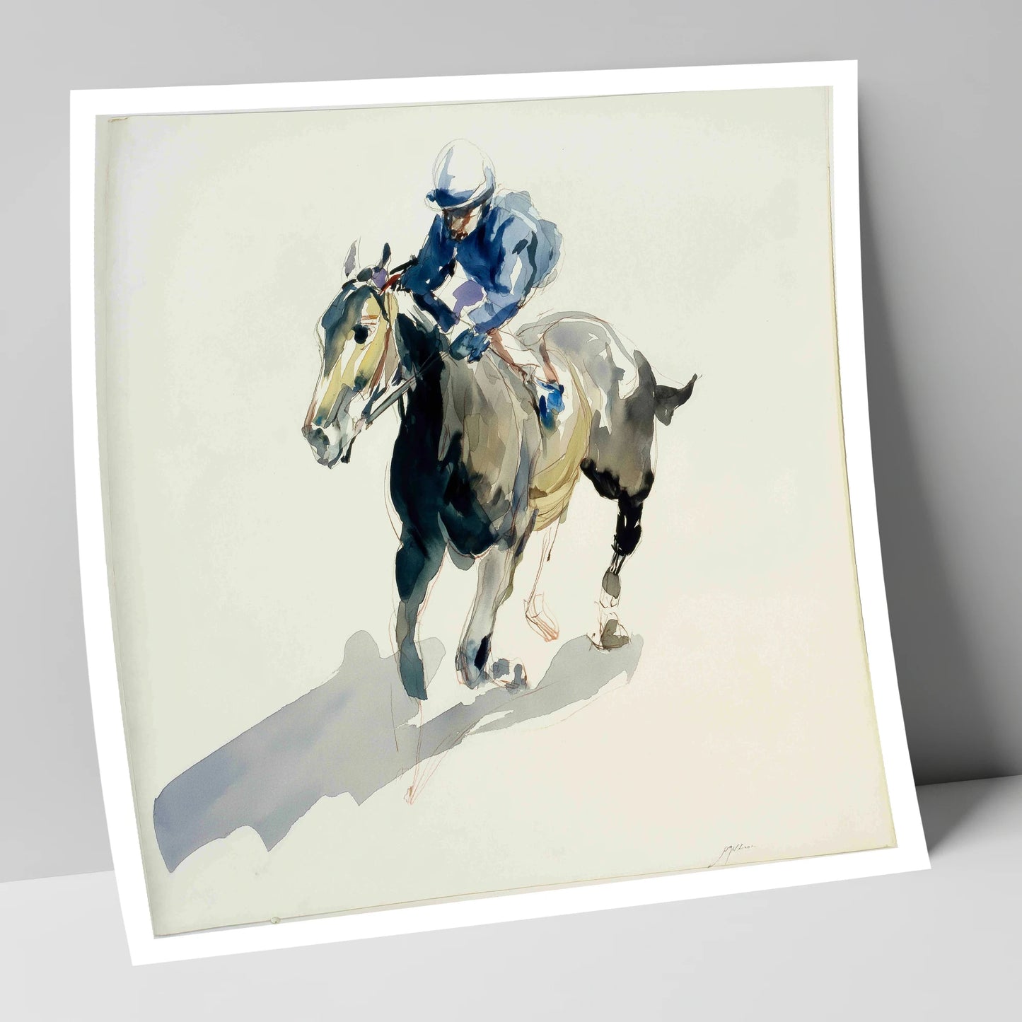 Mid-Stride in Indigo racing horse art print