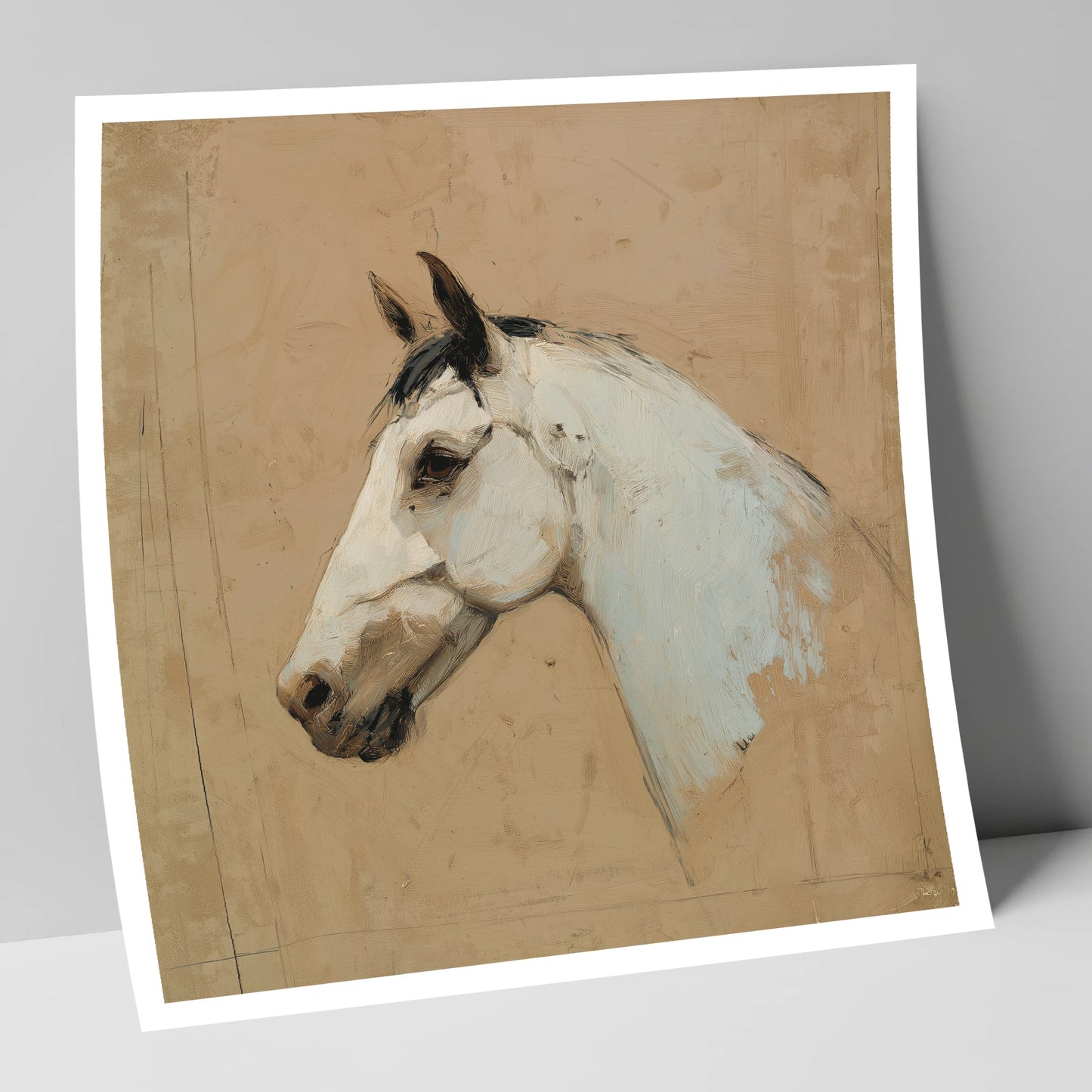 Elegance in Grey horse portrait art print