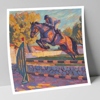 Sunset Flight show jumping horse art print