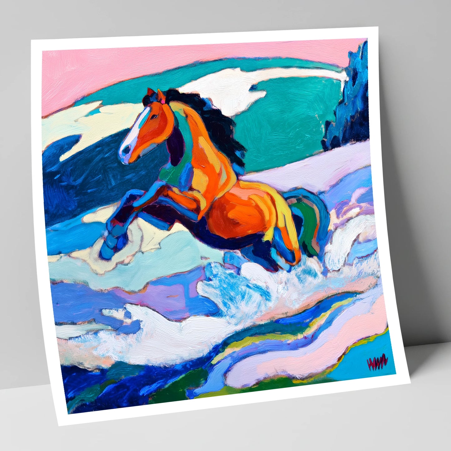 Vivid Coastal Leap beach horse art print