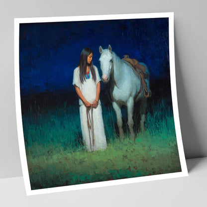 Quiet Night Vigil horse & rider art print
