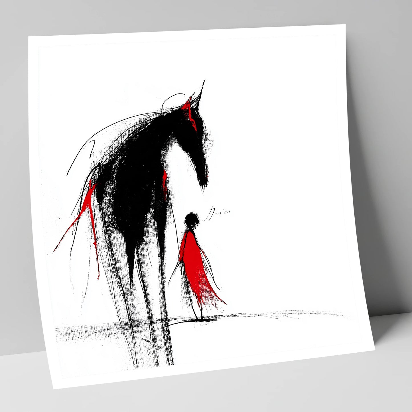 Crimson Silhouette horse & rider art print