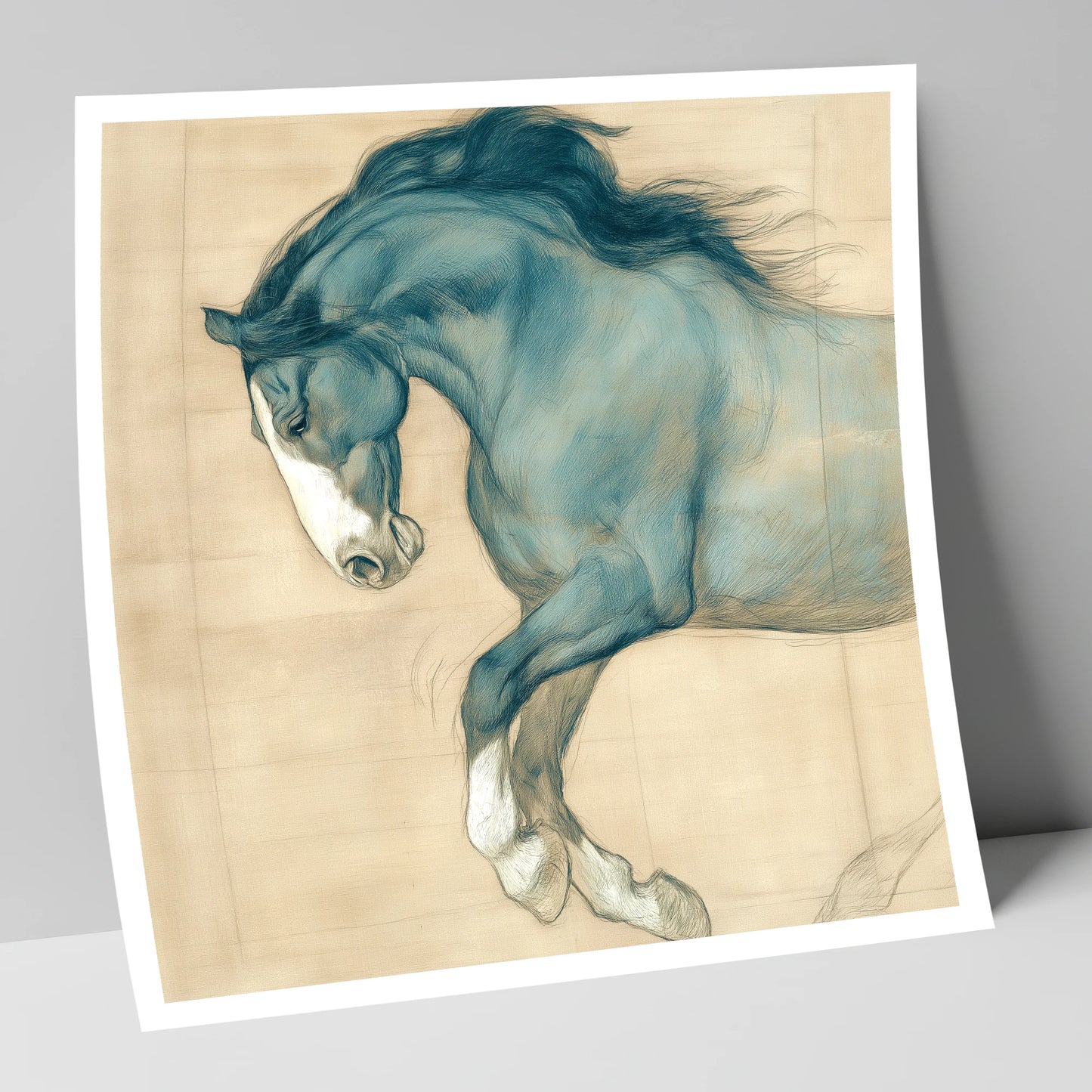 Study in Teal horse portrait art print
