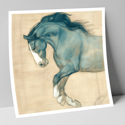 Study in Teal horse portrait art print
