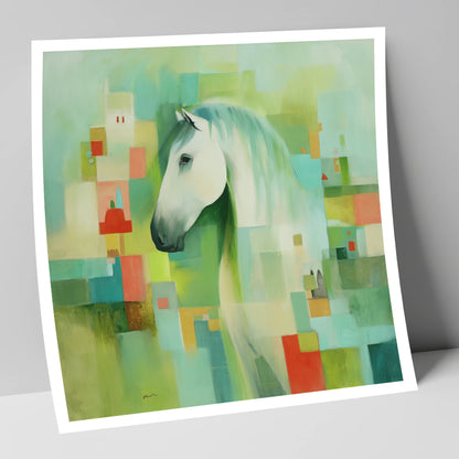 Abstract Grey Harmony horse breed art print