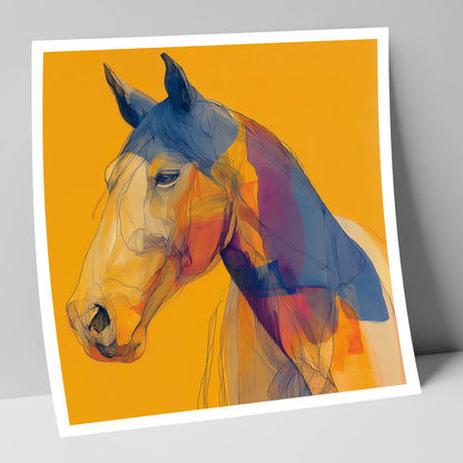 Contemporary Cobalt Equine horse portrait art print