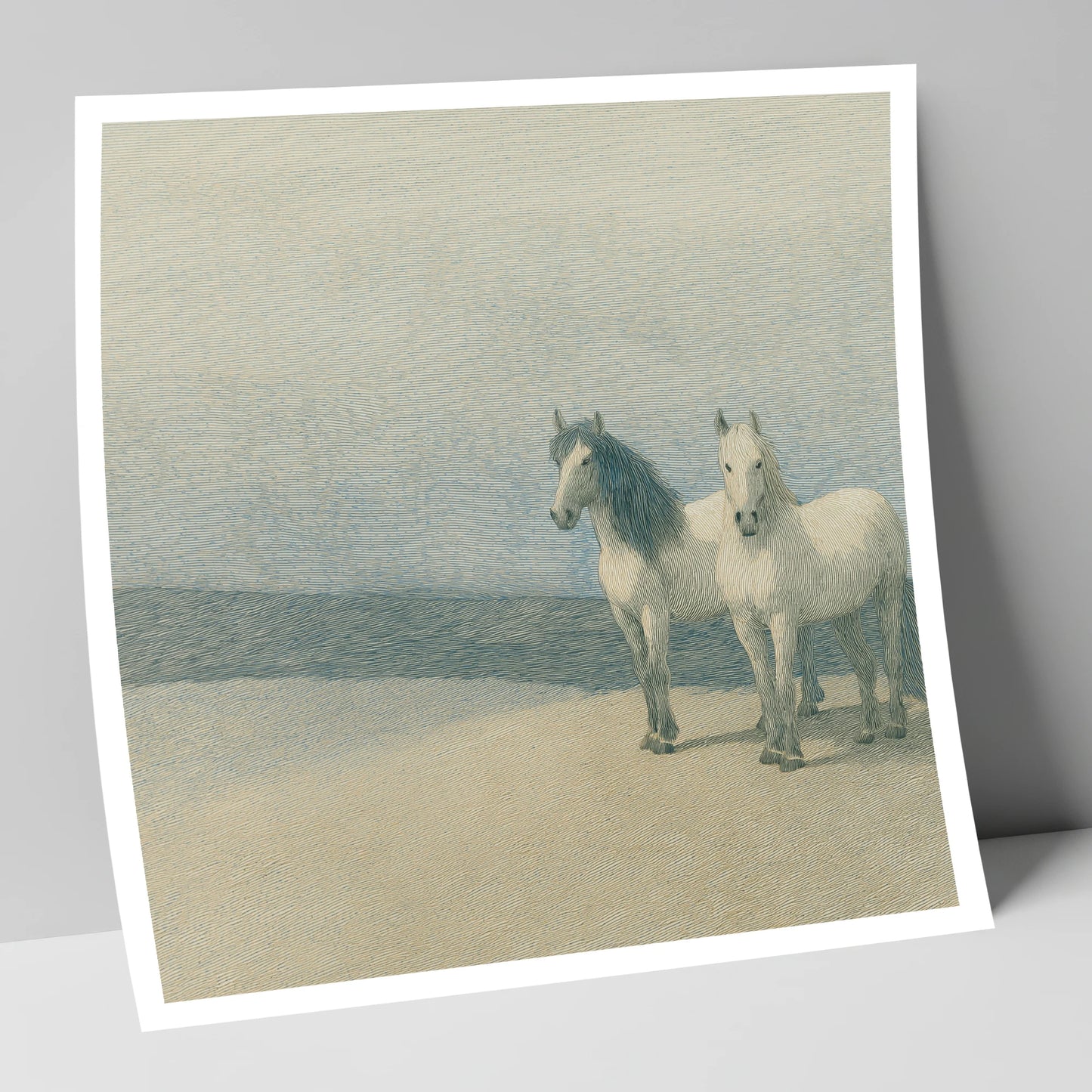 Slate Blue Companions horse landscape art print