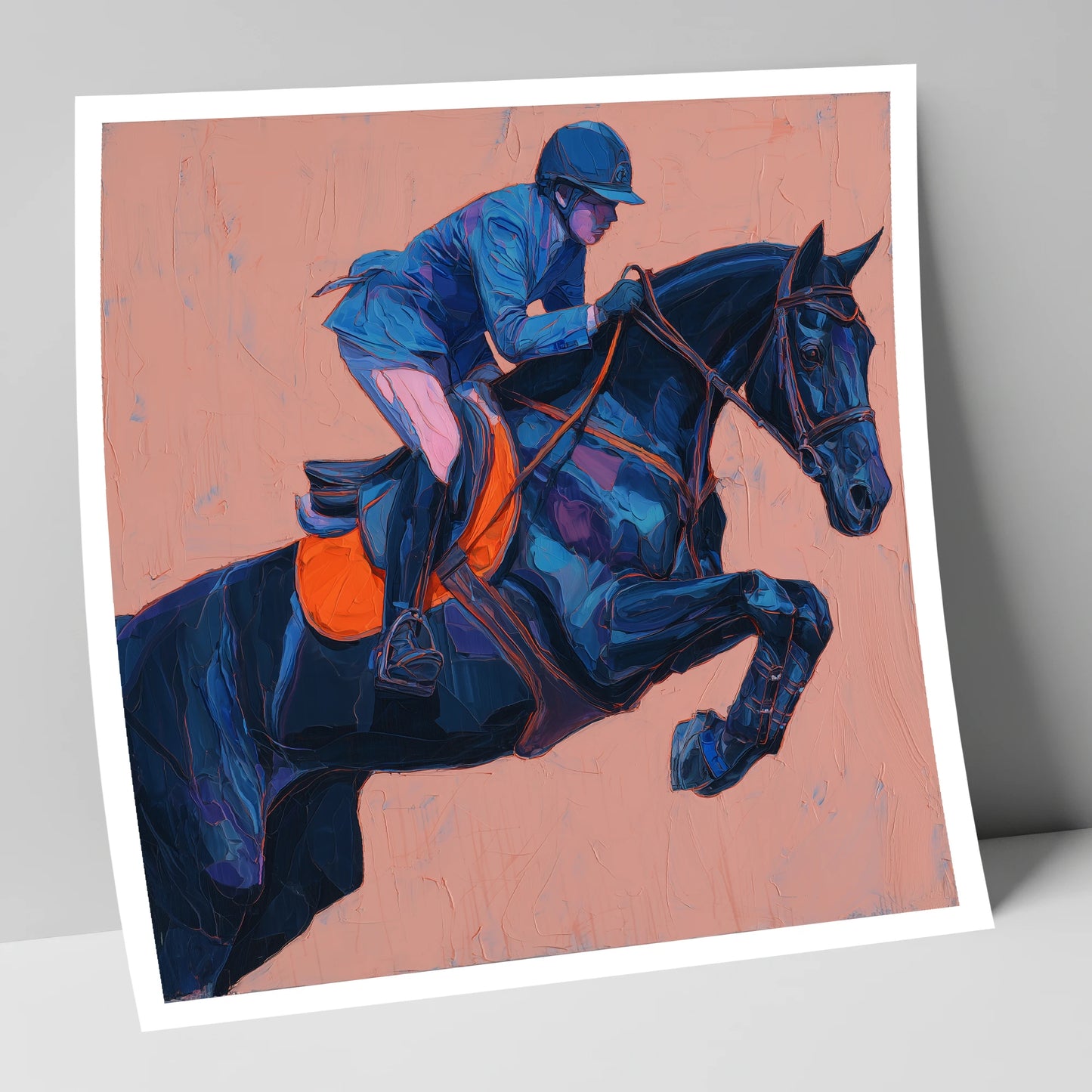 Indigo Ascending show jumping horse art print