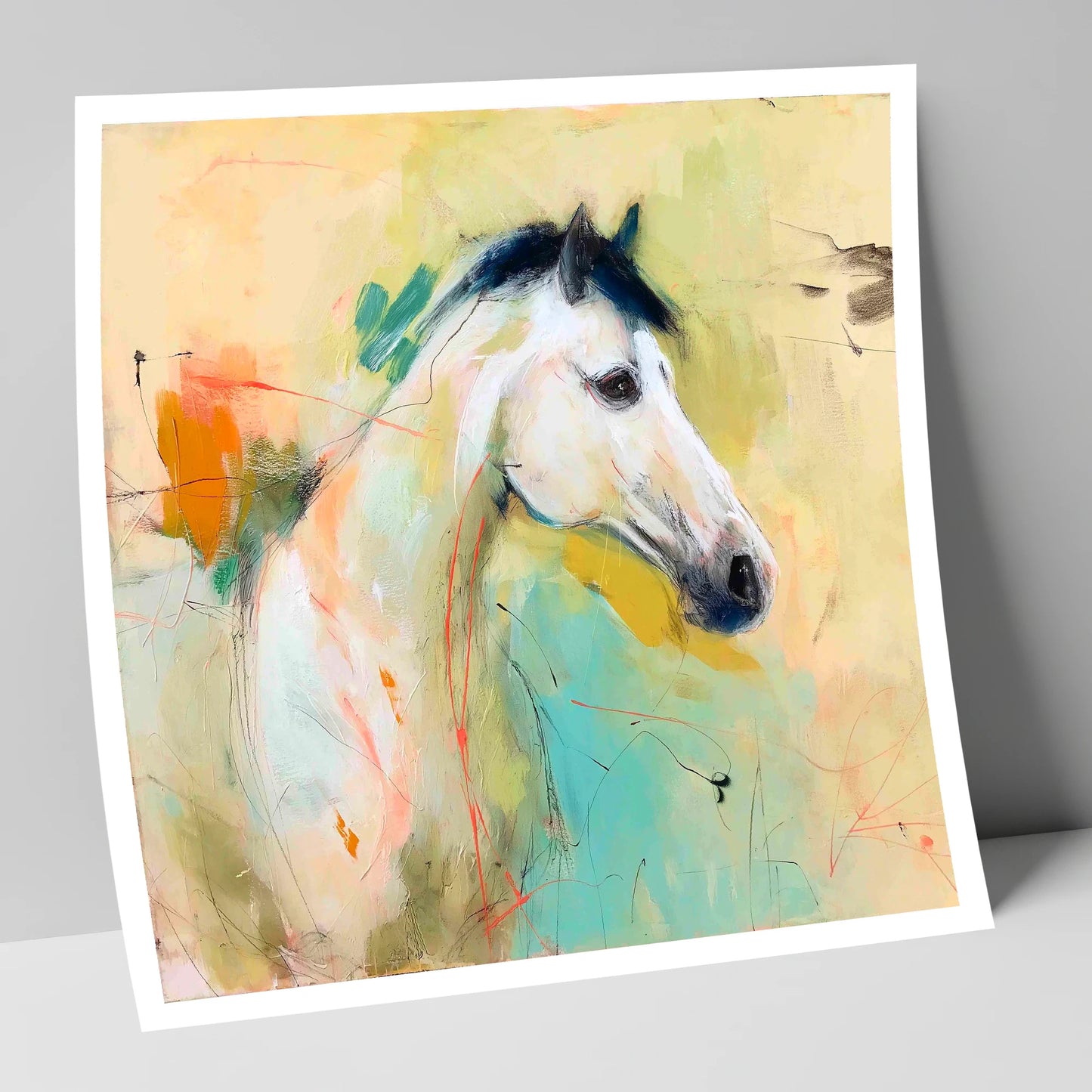 Gestural Grey Portrait horse portrait art print
