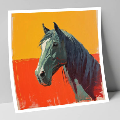 Fiery Grey Portrait horse breed art print
