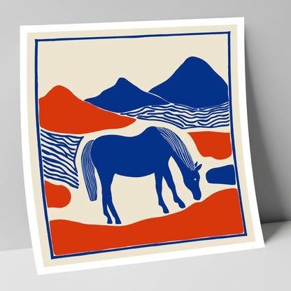 Cobalt Pastures horse landscape art print
